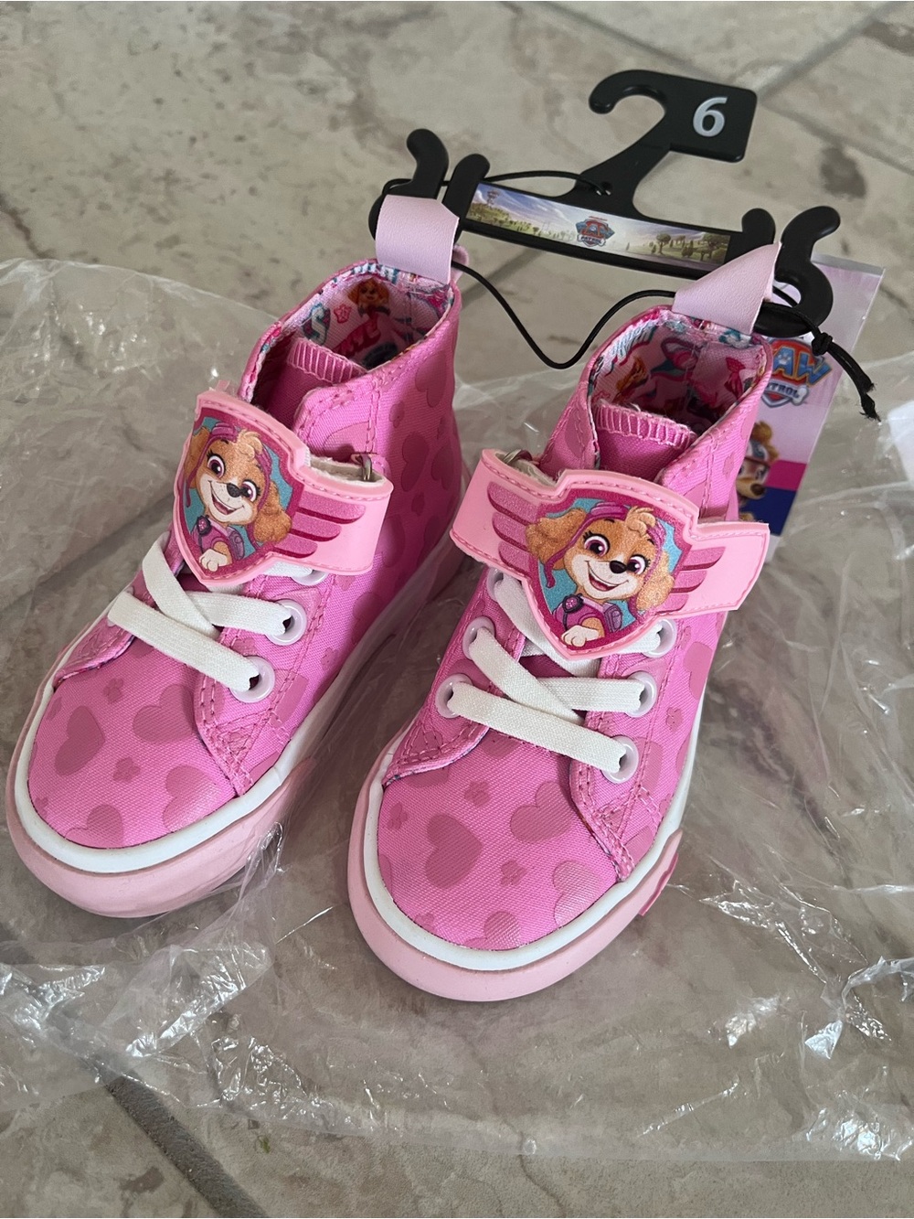 New Tags Ground Up Paw Patrol Skye Heart Pink High-Top Sneakers Shoes Toddler 6